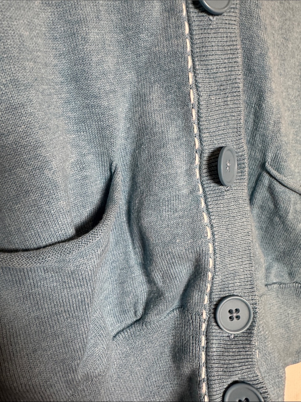 Madison Blue-Green Button Front V-Neck Cardigan size M - Picture 3 of 8
